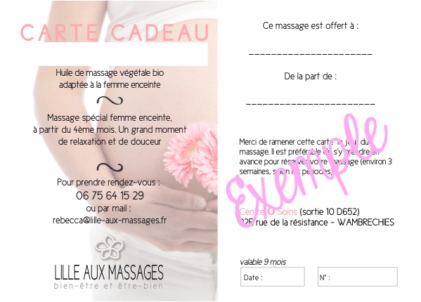 Offrez un bon cadeau à une future maman pour un massage proche de Saverne -  TENDRE BOURGEON